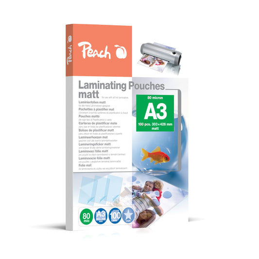 Peach laminating foils A3 matt 100 pieces 2 x 80 mic (160 µm) - writable - S-PP580-15