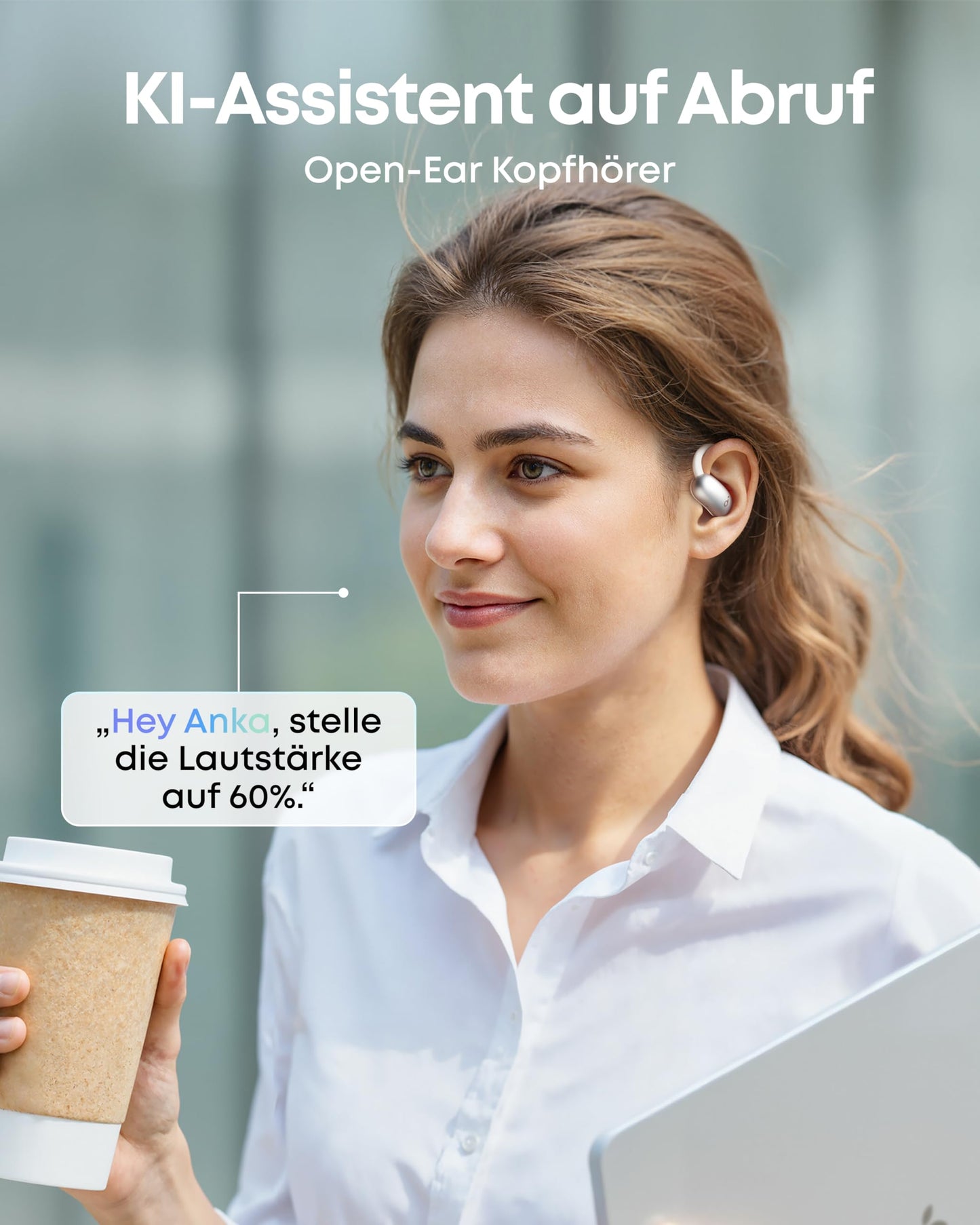 soundcore AeroFit 2 AI Assistant by Anker, open-ear headphones, pressure-free fit, twice as powerful bass, real-time translation, Hi-Res, 35 hours playback time, IP55 - A3874