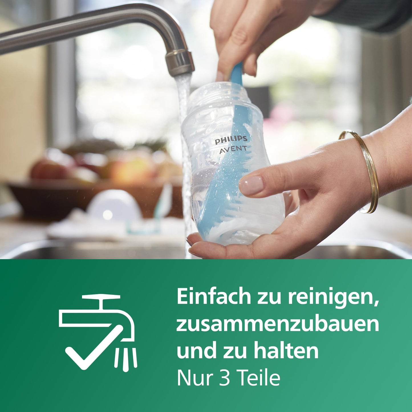 Philips AVENT Natural Response baby bottle made of glass - 120 ml baby bottle, BPA-free for newborn babies from 0 months (model SCY930/01)
