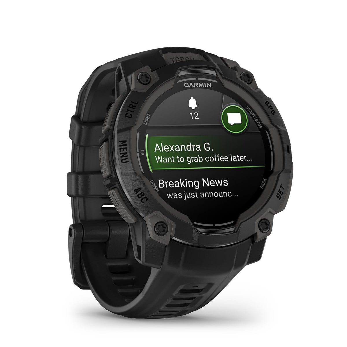 Garmin Instinct 3 45mm AMOLED – Ceas inteligent multisport, display de 1,2", autonomie a bateriei de până la 18 zile, peste 80 de aplicații sportive, funcție de navigație, caracteristici inteligente, lanternă cu LED, rezistent la apă - 010-02936-00