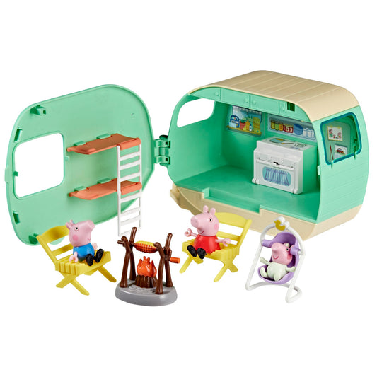 Peppa Pig caravan of the THREE Pig siblings playset with 3 figures, including Baby Evie, preschool toy for girls and boys aged 3 and over - G22015P0