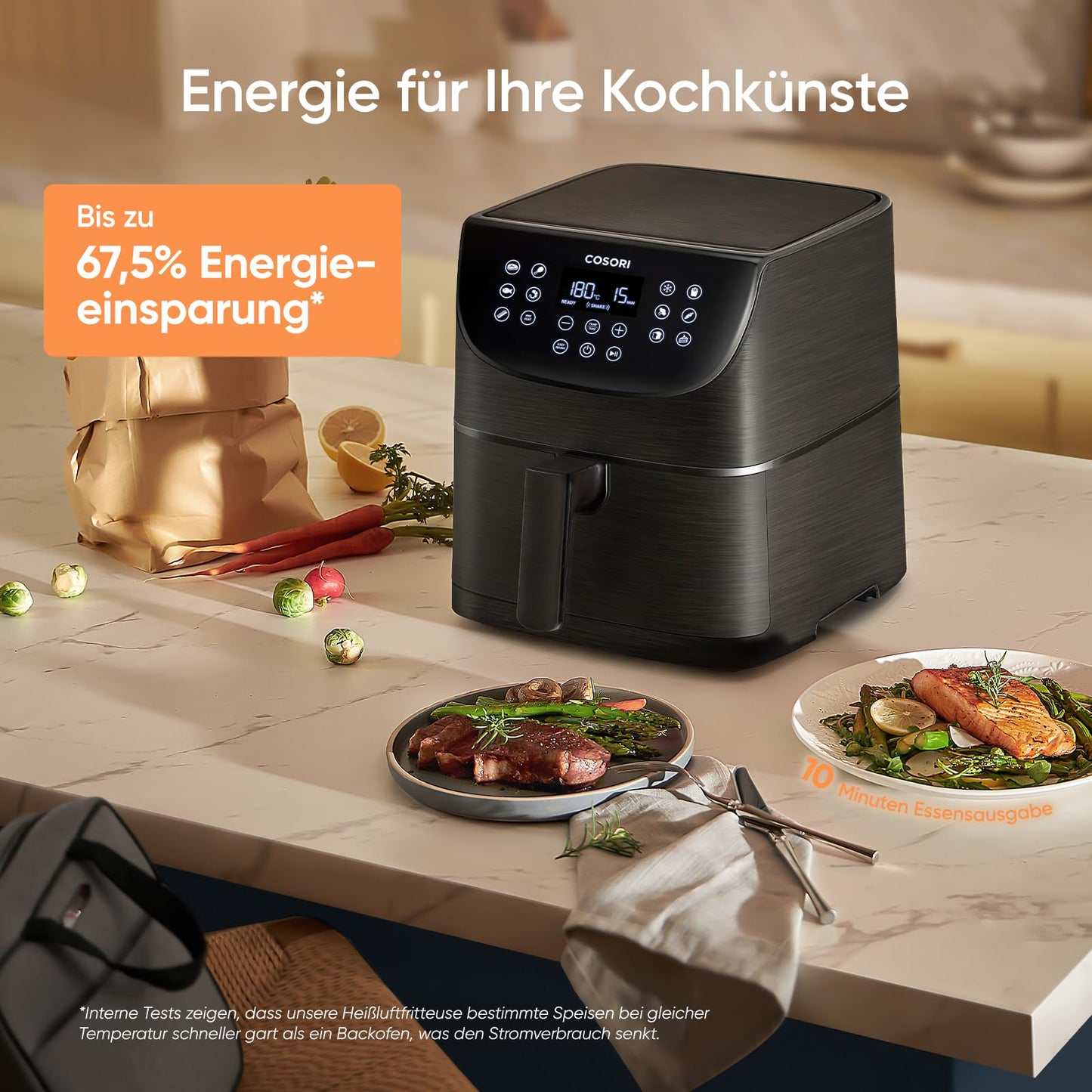 COSORI hot air fryer, Airfryer test winner 2024, 11-in-1 Air Fryer XXL 5.5L, hot air fryer with shake reminder, 97.3 percent oil saving, 67.5 percent energy saving, dishwasher safe baskets - CP158-AF