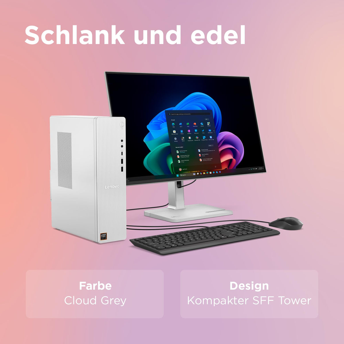 Lenovo IdeaCentre Tower PC | AMD Ryzen 5 220 | 16GB RAM | 512GB SSD | 8.2L - 91D0001CGF