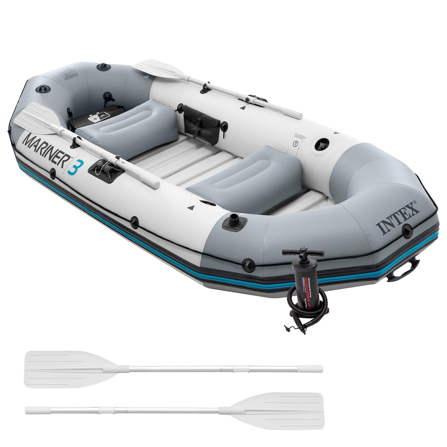 Intex Mariner 3 Inflatable Dinghy 3 Man Boat with Aluminum Oars and Pump - 68373NP