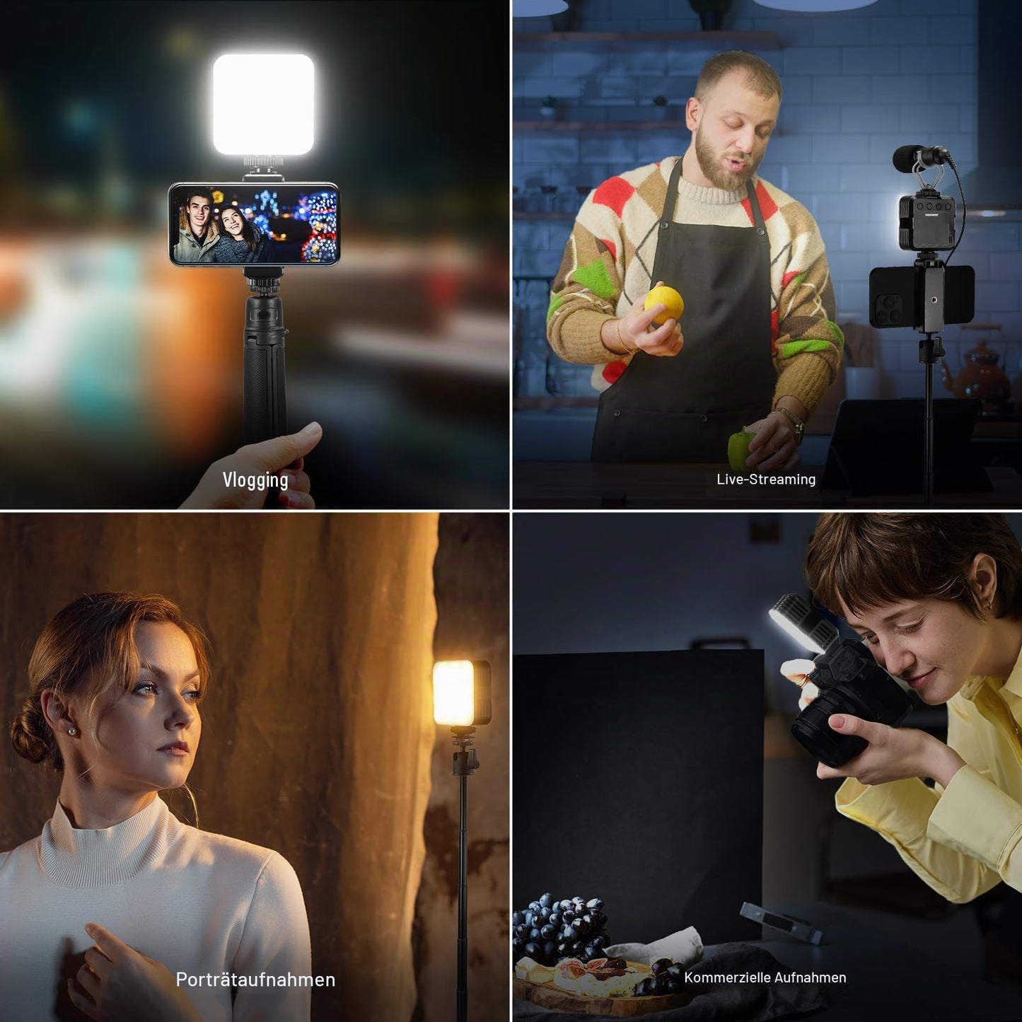 NEEWER LED camera video light with table tripod, portable two-tone 3200K-5600K dimmable small panel studio lighting, CRI 97+, 8 scenes, 2000mAh rechargeable battery for vlog recording, NL-36AI