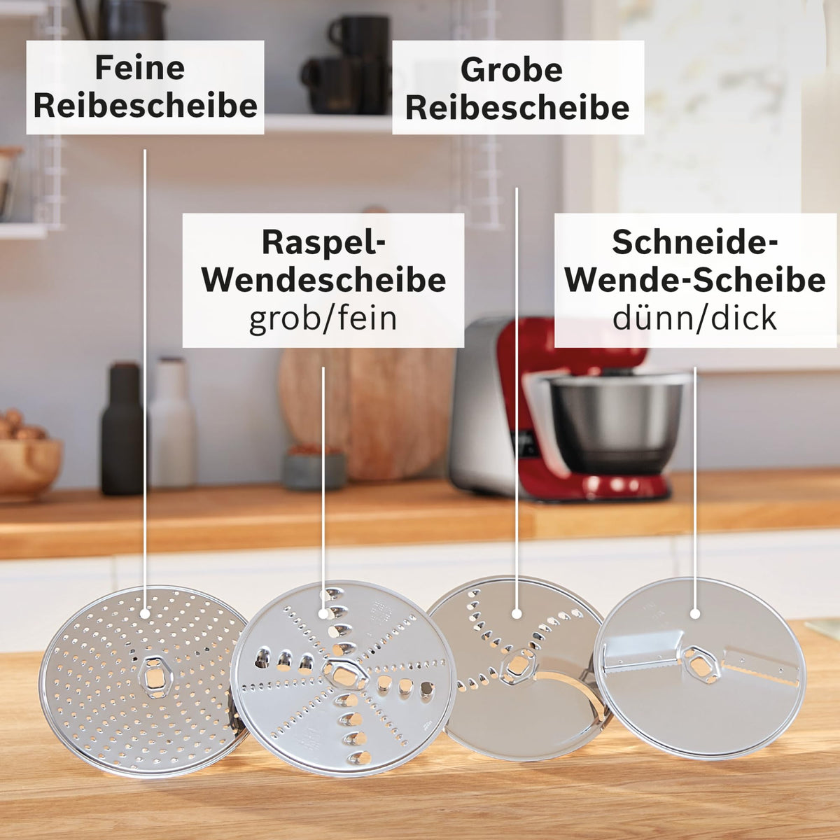 Bosch Kitchen Machine MUM5 MUM5X720, integrated scale, stainless steel bowl 3.9L, blender 1.25L, professional kneading hook, planetary mixing gear, whisk, continuous slicer, 1000 W, silver/dark red