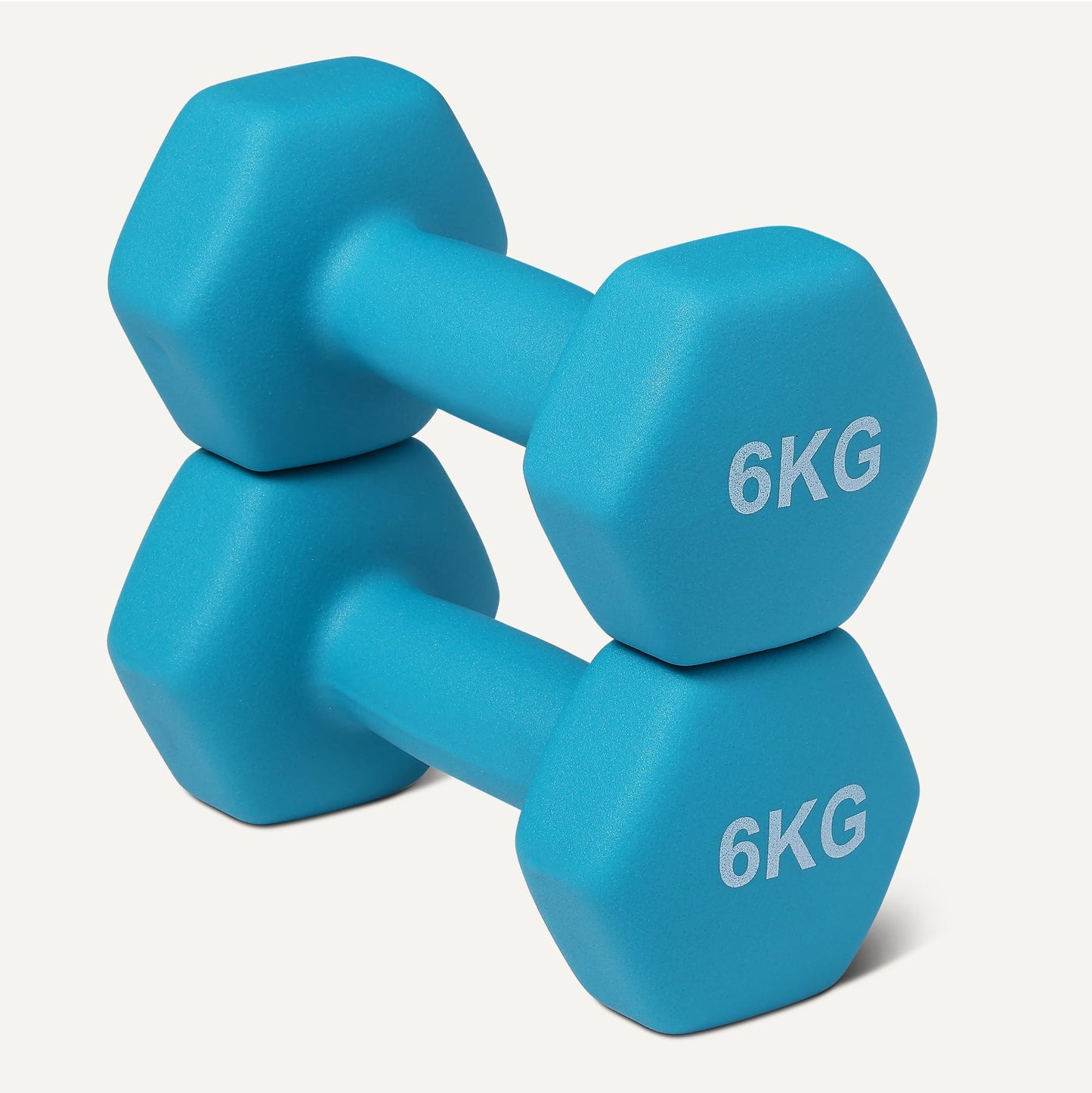 Amazon Basics Neoprene Dumbbells Weights, Dumbbell Set, Set of 2, 6kg, Hexagonal, for Strength Training and Fitness Classes - GND006