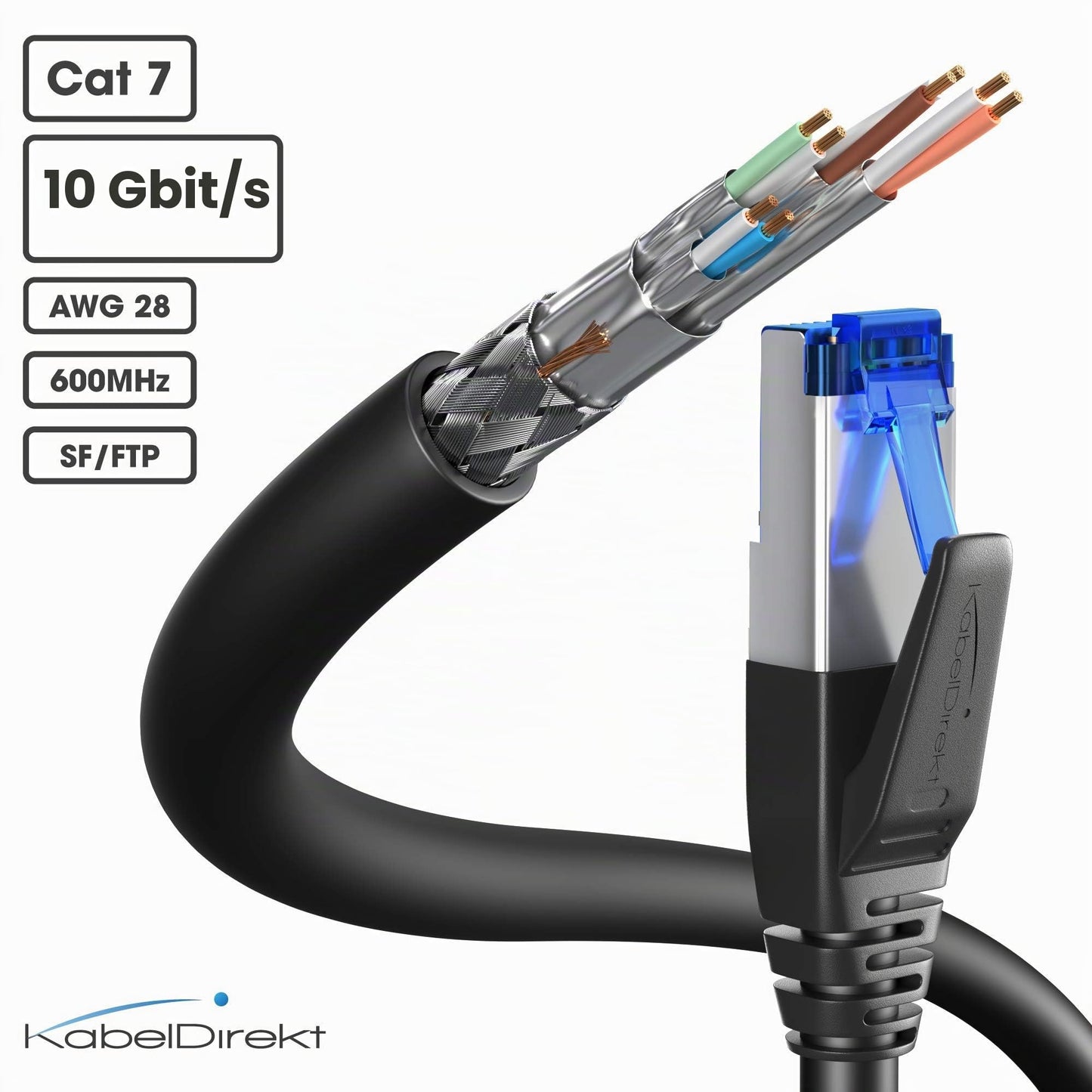 KabelDirekt – Cat 7 network cable – 10x0.3m – 10 Gigabit, RJ45 - 2318