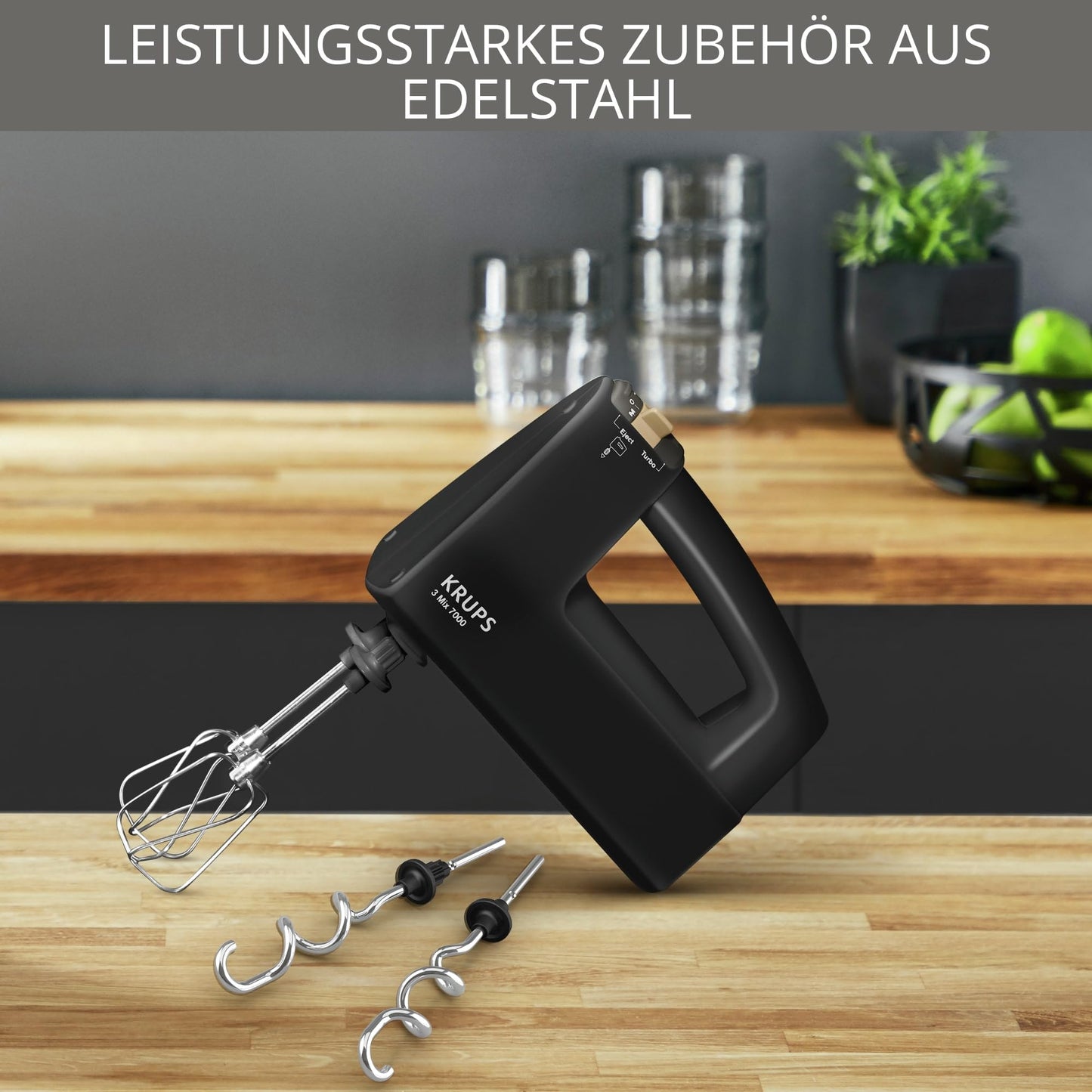 Krups F60858 3 MIX 7000 hand mixer 60 years edition | 500W | ergonomic handle | 1.65m long cable | Speed controller, whisk & dough chopper | up to 1kg bread dough | Black/copper