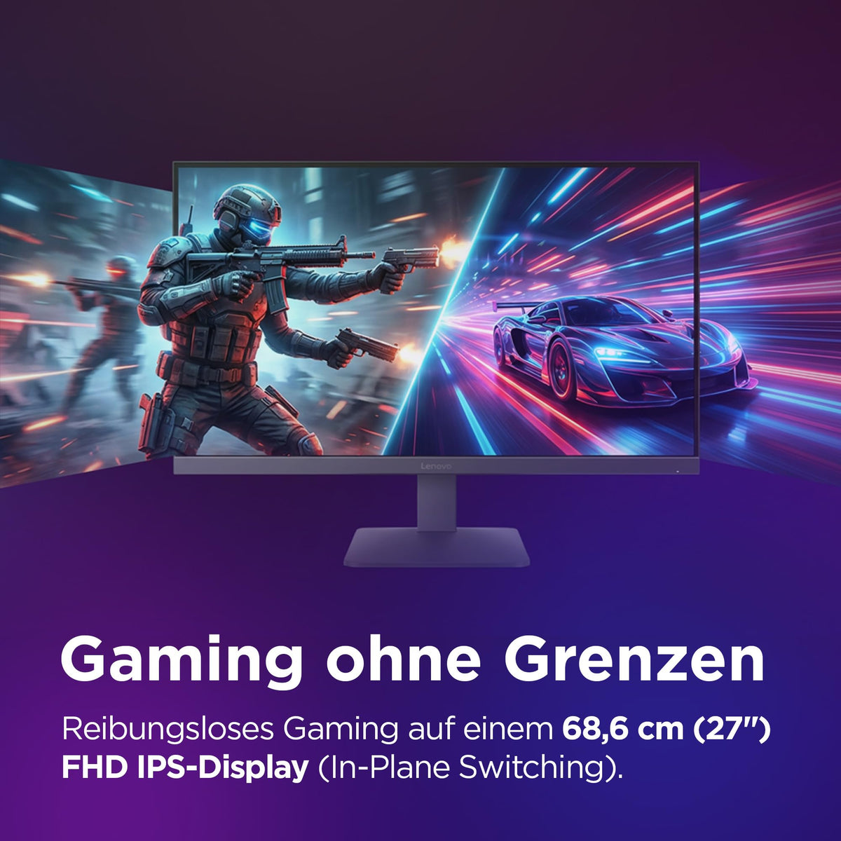 Lenovo LOQ 27-10 | 27'' Full HD Gaming Monitor | 1920 x 1080 | 16:9 | 200 Hz | 0.5ms Response Time | HDMI 2.1 | DisplayPort | 3-Sided Panel | AMD FreeSync Premium | Luna Gray - 68F2GACBEU