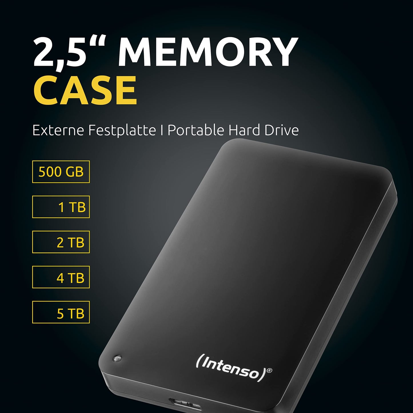 Intenso Memory Case 500 GB external hard drive (6.35 cm (2.5 inch) 5400 rpm, 8 MB cache, USB 3.0) black, 6021530 - BPSCS25407-6021530