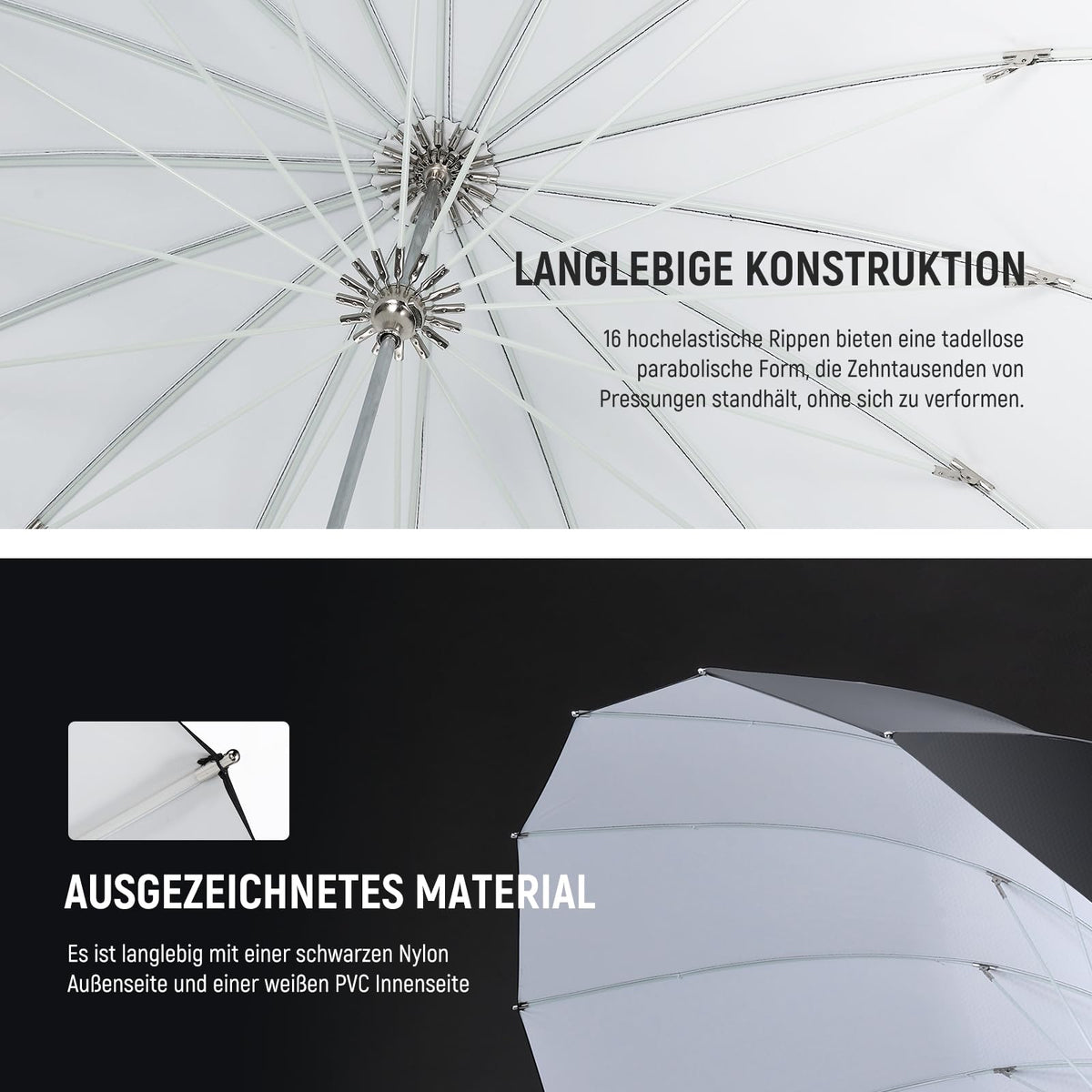 NEEWER 71"/180 cm Parabolic Reflective Umbrella Photography with White Interior - NS4U