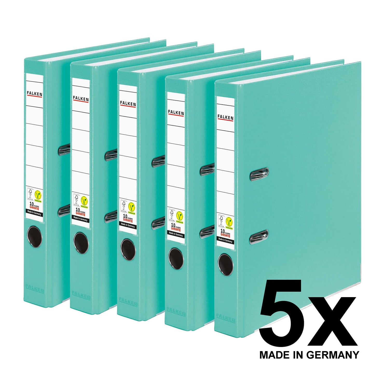 FALKEN 5x PP-Color plastic folder 5 cm narrow DIN A4 turquoise - 15003220