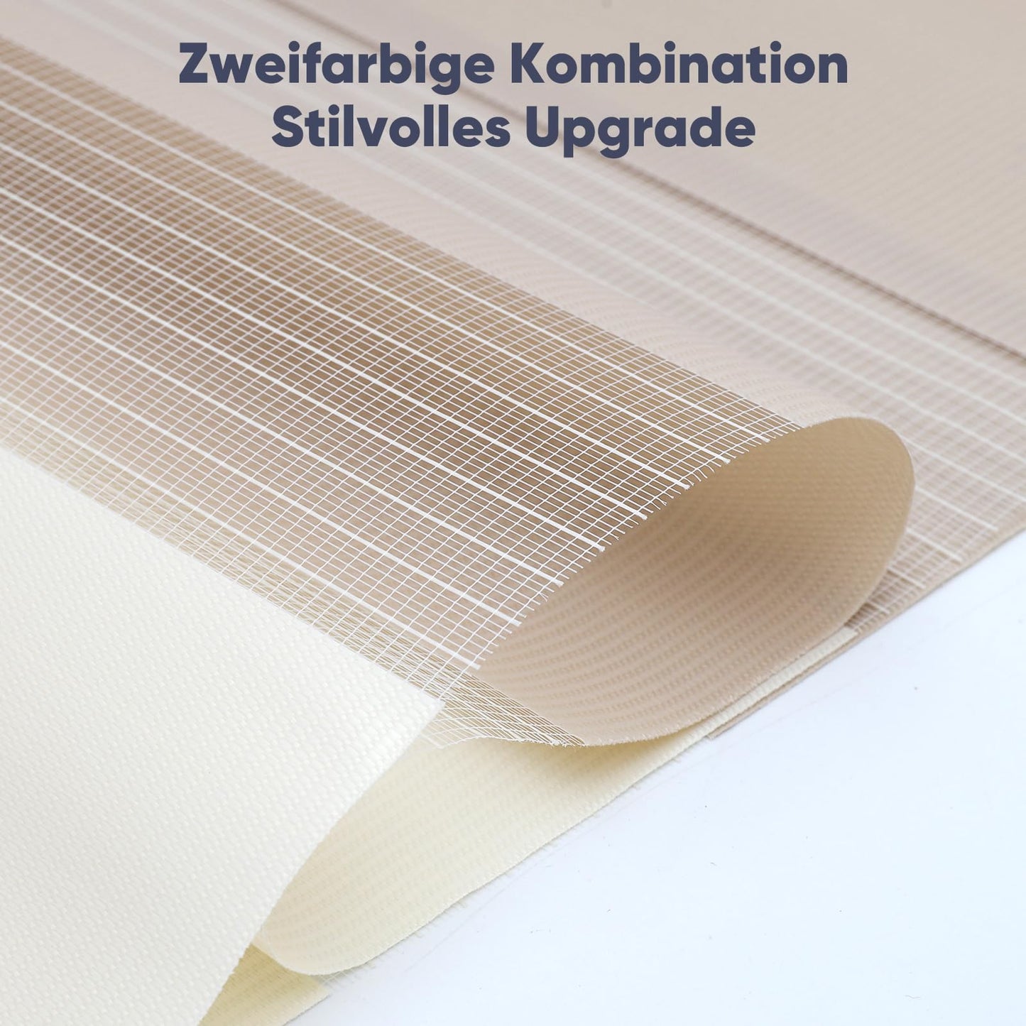 Sekey double roller blind Klemmfix without drilling for windows, two-tone double roller blind 60 cm wide, duo roller blind sun protection, 60x210cm, beige & brown - 4251966238754