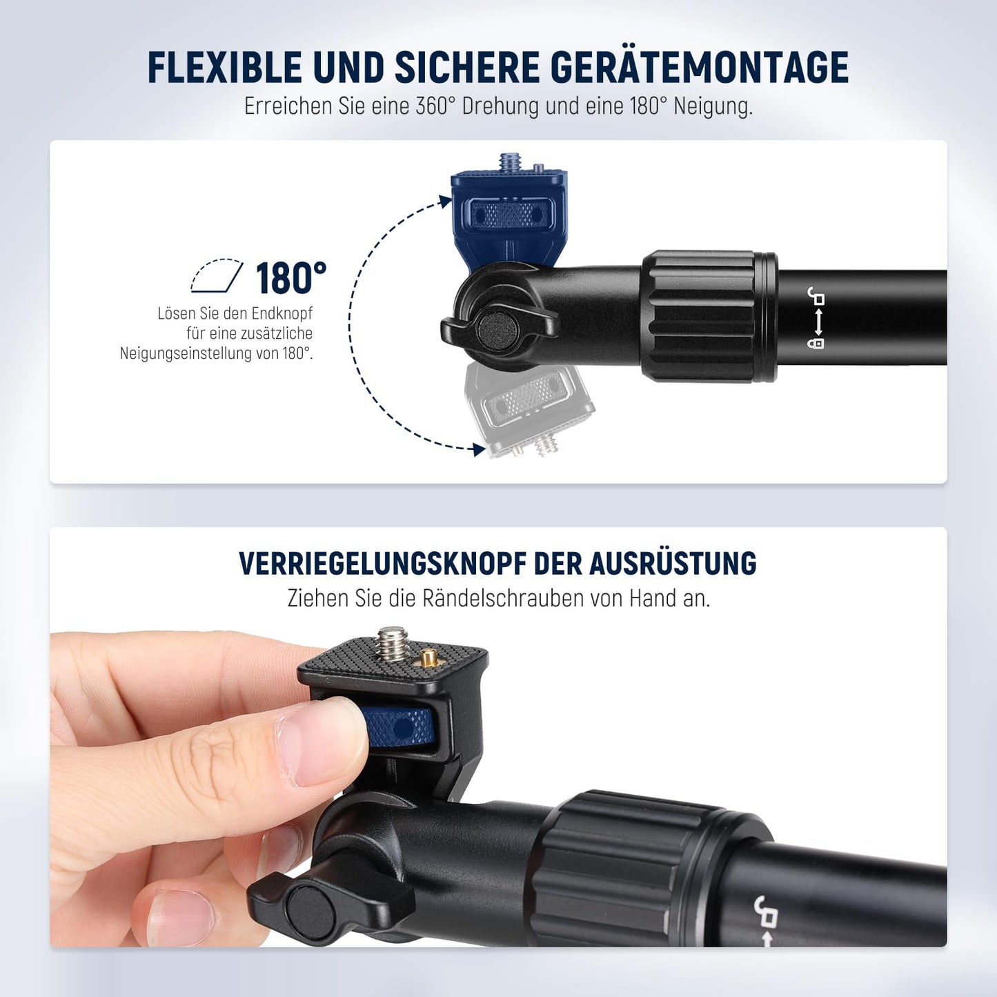NEEWER overhead camera mount with cell phone clip, 56cm long clamp-mounted flexible holder for table tripod, 180° & 360°, for tubes with 22-28mm, load capacity 2.5kg, for camera ring light mic, DS009 - 10103955