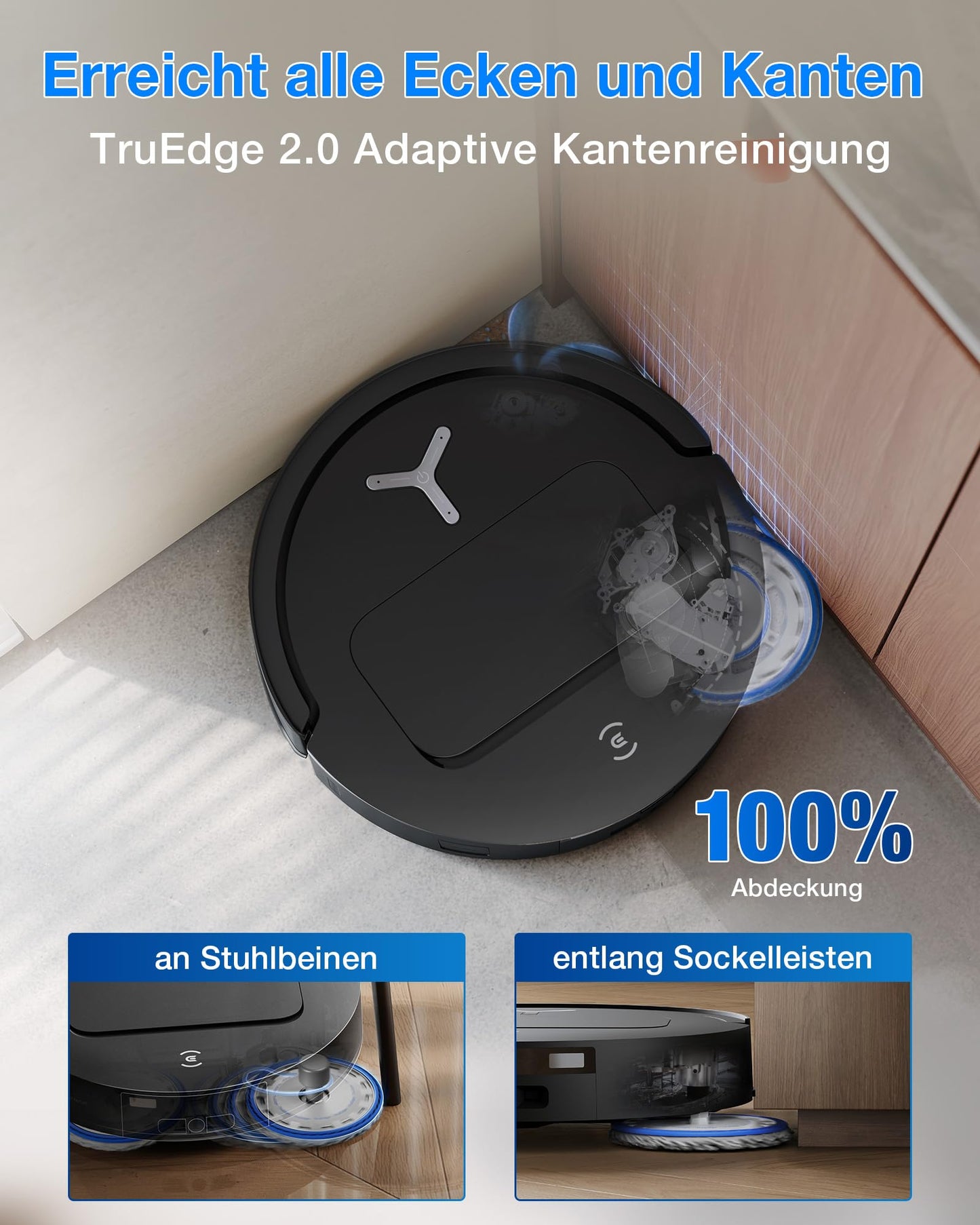ECOVACS DEEBOT T50 Omni Gen3 robot vacuum cleaner with mopping function, 25,000 Pa, ZeroTangle 3.0, AIVI 3D 2.0, all-in-one omni station, cleaning the mop at 75 °C, ultra-flat 81 mm, matt black