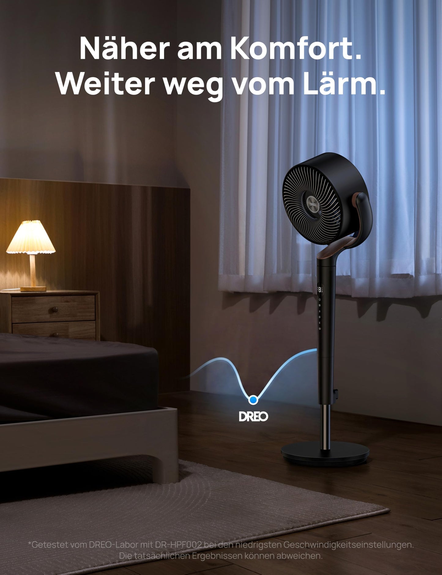 DREO 23dB quiet pedestal fan, 120°+120° omni-directional oscillating fan, 27M wind distance, 1615 m³/h air volume Real turbo air circulator fans, 89-102cm height 3 modes 8-speed - DR-HPF002