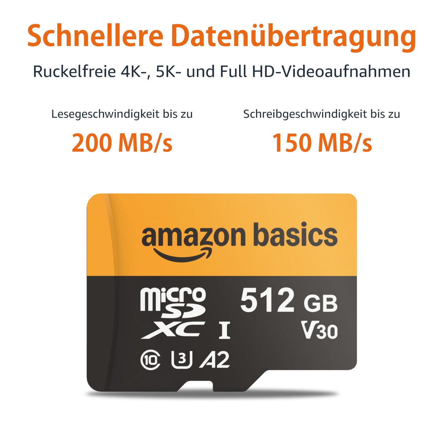 Amazon Basics 512GB microSDXC Card with Adapter, Read Speed up to 200MB/s, Pack of 1 - LSMICRO512GU3-H