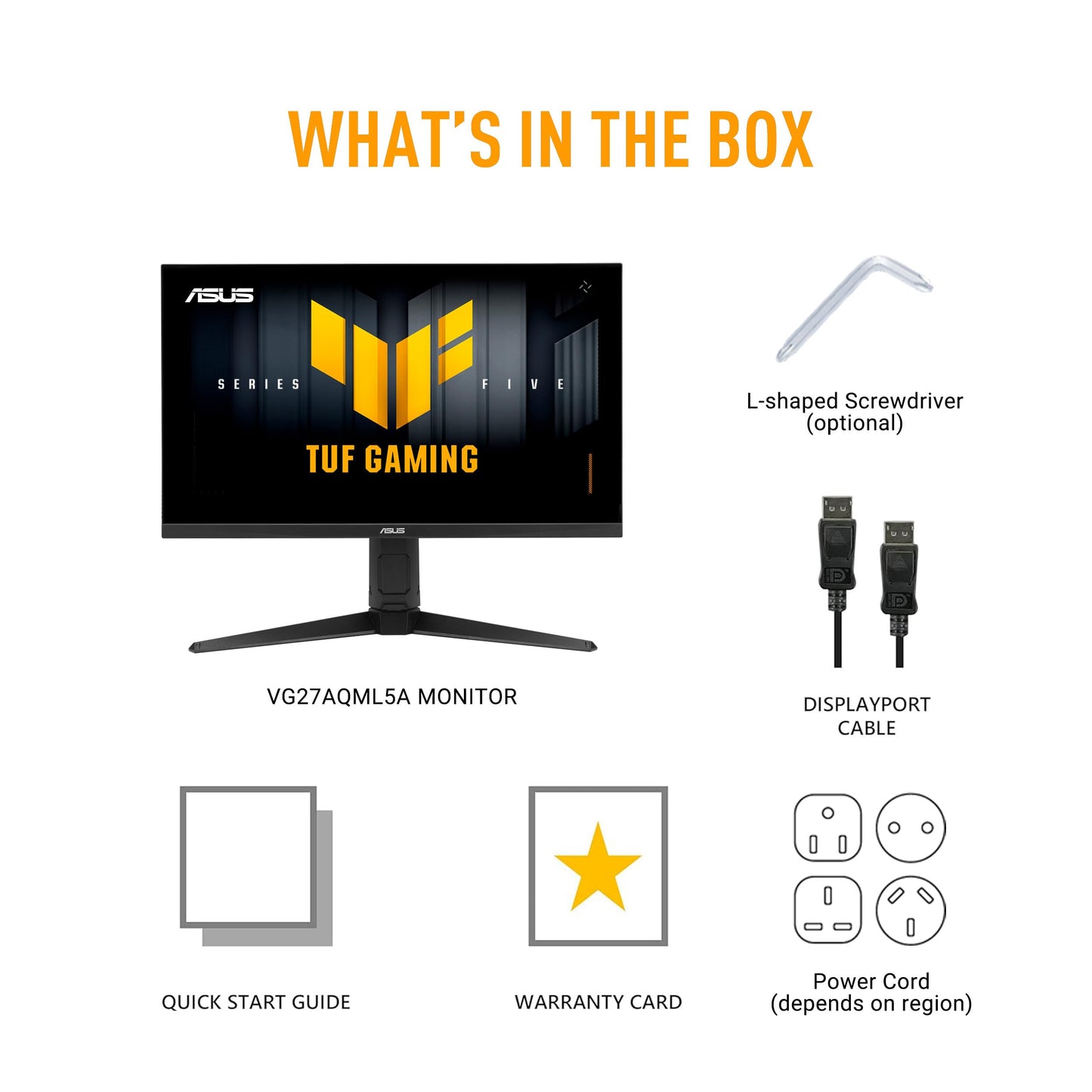 ASUS TUF Gaming VG27AQML5A QHD Monitor (27 inches, 2560 x 1440, 300Hz, Fast IPS, ELMB Sync, AMD FreeSync Premium, VESA DisplayHDR 400, 0.3ms response time, speakers, 2x HDMI, DisplayPort, Gaming AI) - 90LM0BG0-B02971