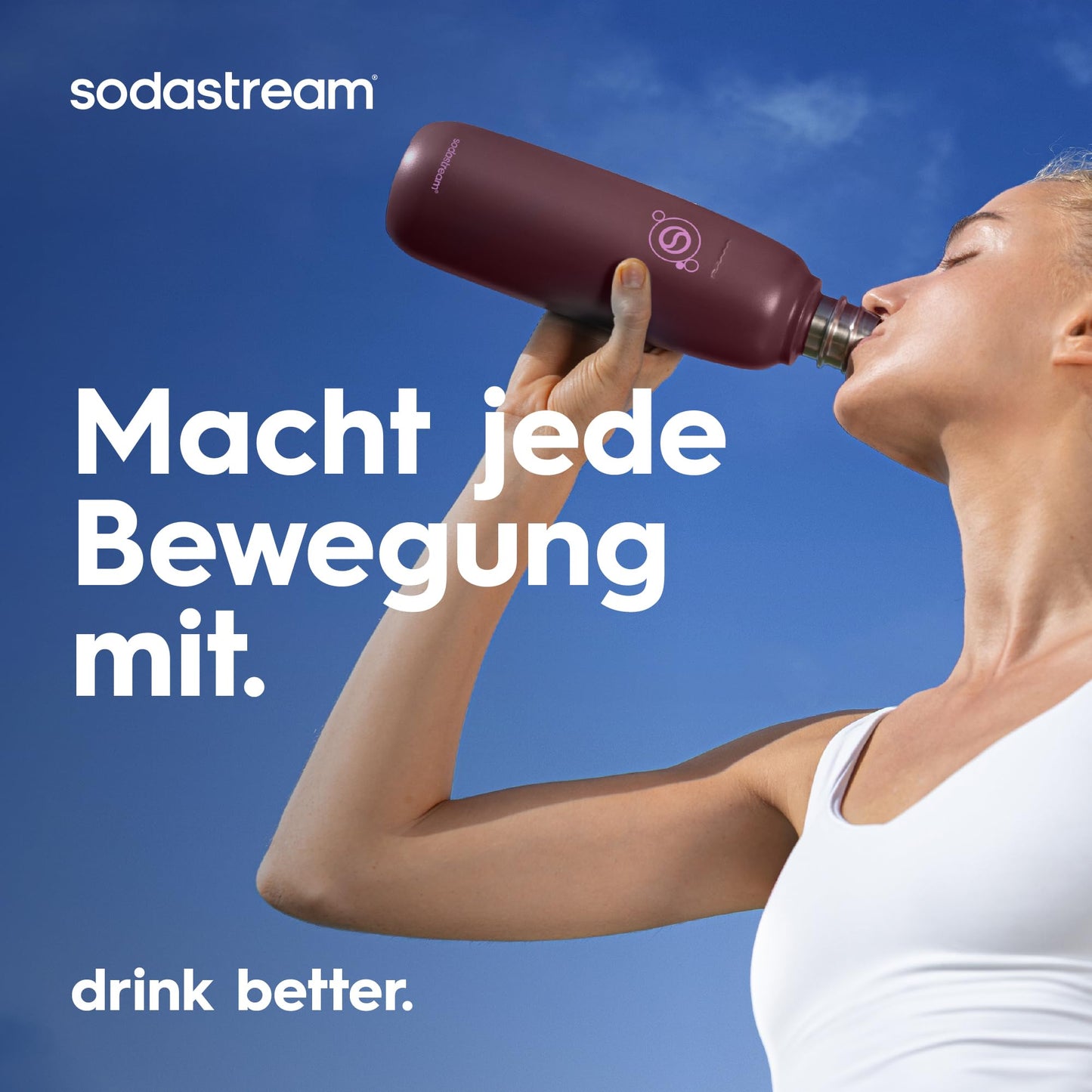 Sodastream fizz & go stainless steel bottle 0.9L, thermos bottle, Pomegranate Red - 7290119793587