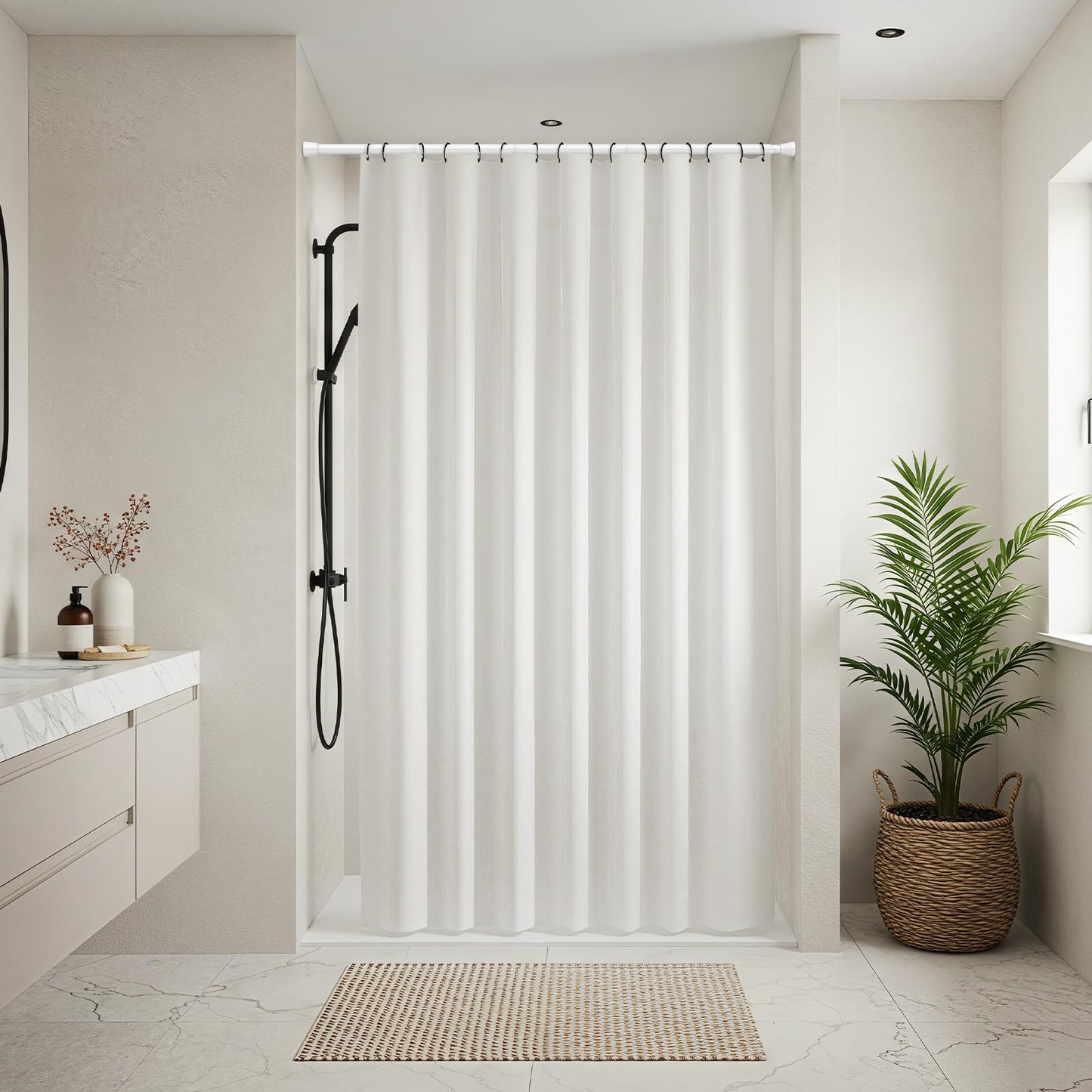 ZipGlo shower curtain rod 75-165cm extendable shower curtain rod for bathroom, window, wardrobe, no drilling, white, 1 piece, diameter 22 mm - 85-150CM
