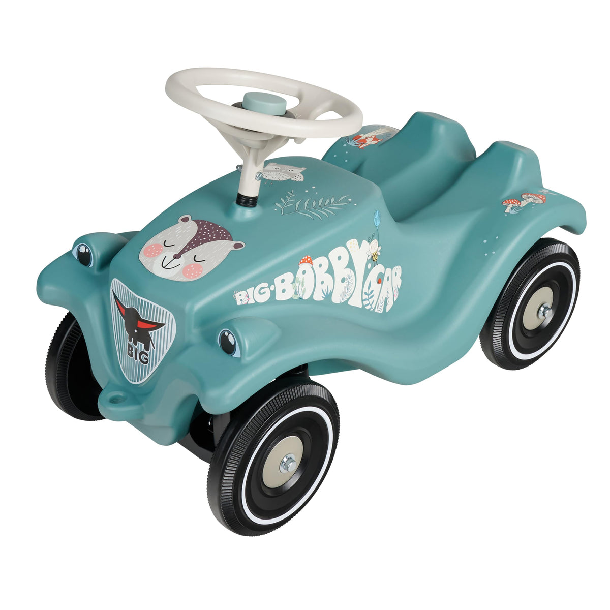 Big Bobby Car Classic Life - Ride-on car for children from 1 year, made from recycled plastic, ergonomic body, safety steering wheel with horn, sturdy wheels, Petrol-Beige, suitable from 12 months. - 800056148