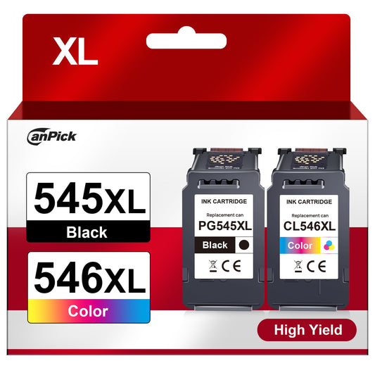 CanPick PG 545 CL 546 XL PG-545XL CL-546XL Multipack Replacement for Canon Printer Cartridge 545 546 XL for Pixma MX495 TR4550 TR4551 MG2550s MG2555s TS3150 TS3151 TS3350 MG3050 MG3051 (1 Black 1 Color) - druckerpatronen