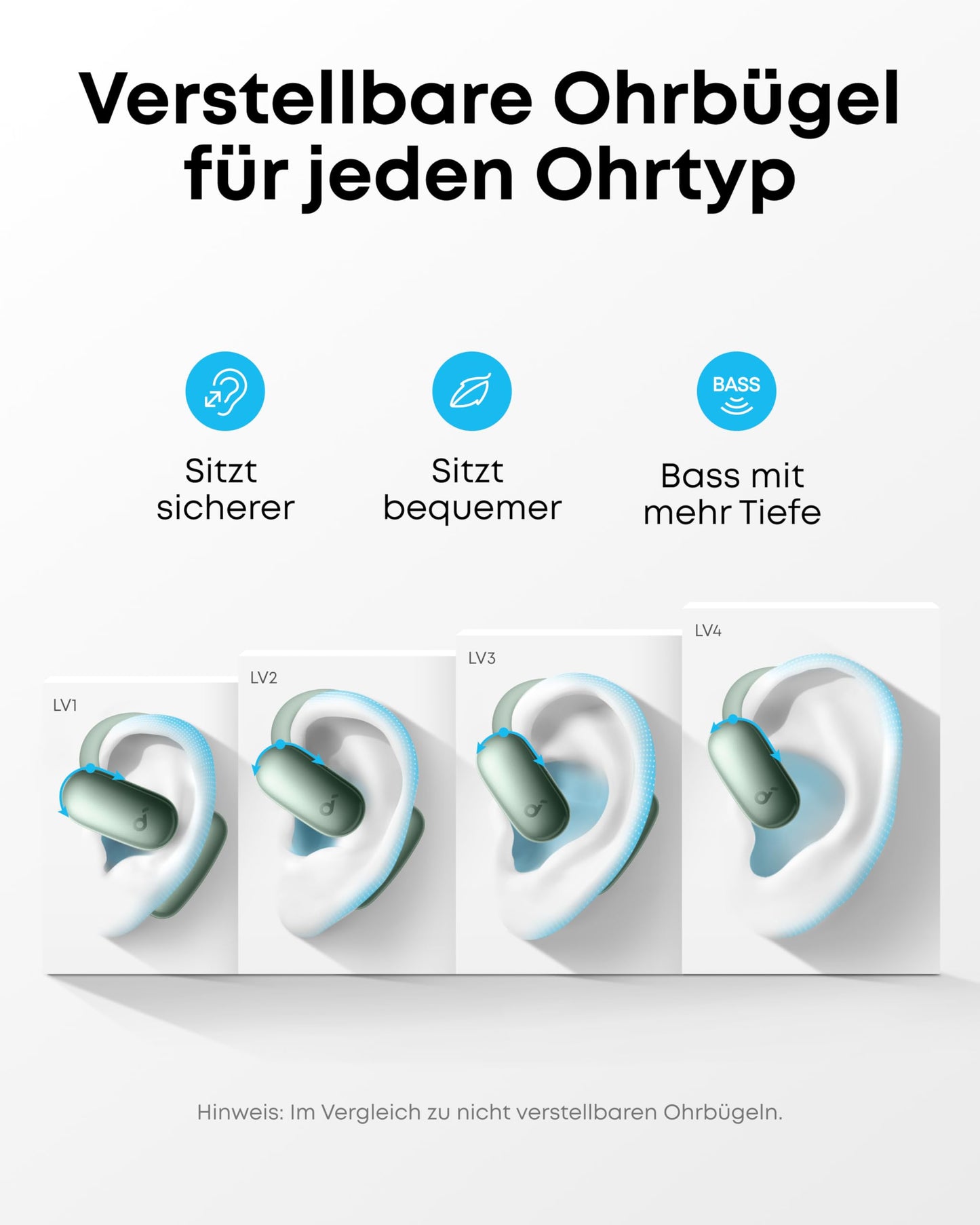soundcore AeroFit 2 AI Assistant by Anker, open-ear headphones, pressure-free fit, twice as powerful bass, real-time translation, Hi-Res, 35 hours playback time, IP55 - A3874