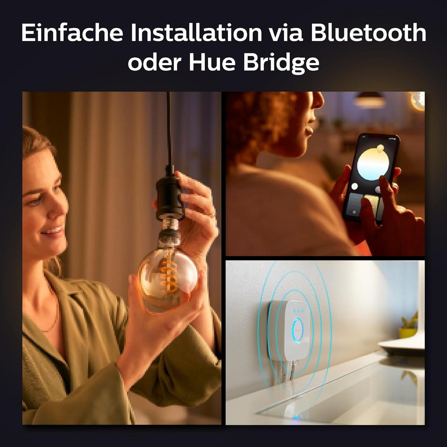 Philips Hue White E27 Filament Globe lamp (550 LM), dimmable LED lamp for the Hue lighting system with warm white light, smart light control via voice and app - 929003051901