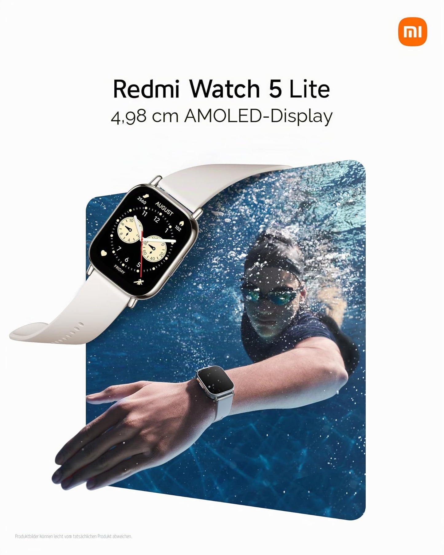 Redmi Watch 5 Lite Smartwatch, 1.96" AMOLED display, 18 days battery, 150+ sports modes, integrated GPS, heart rate and SPO₂ tracking, 5ATM waterproof, always-on display, Bluetooth calls, black