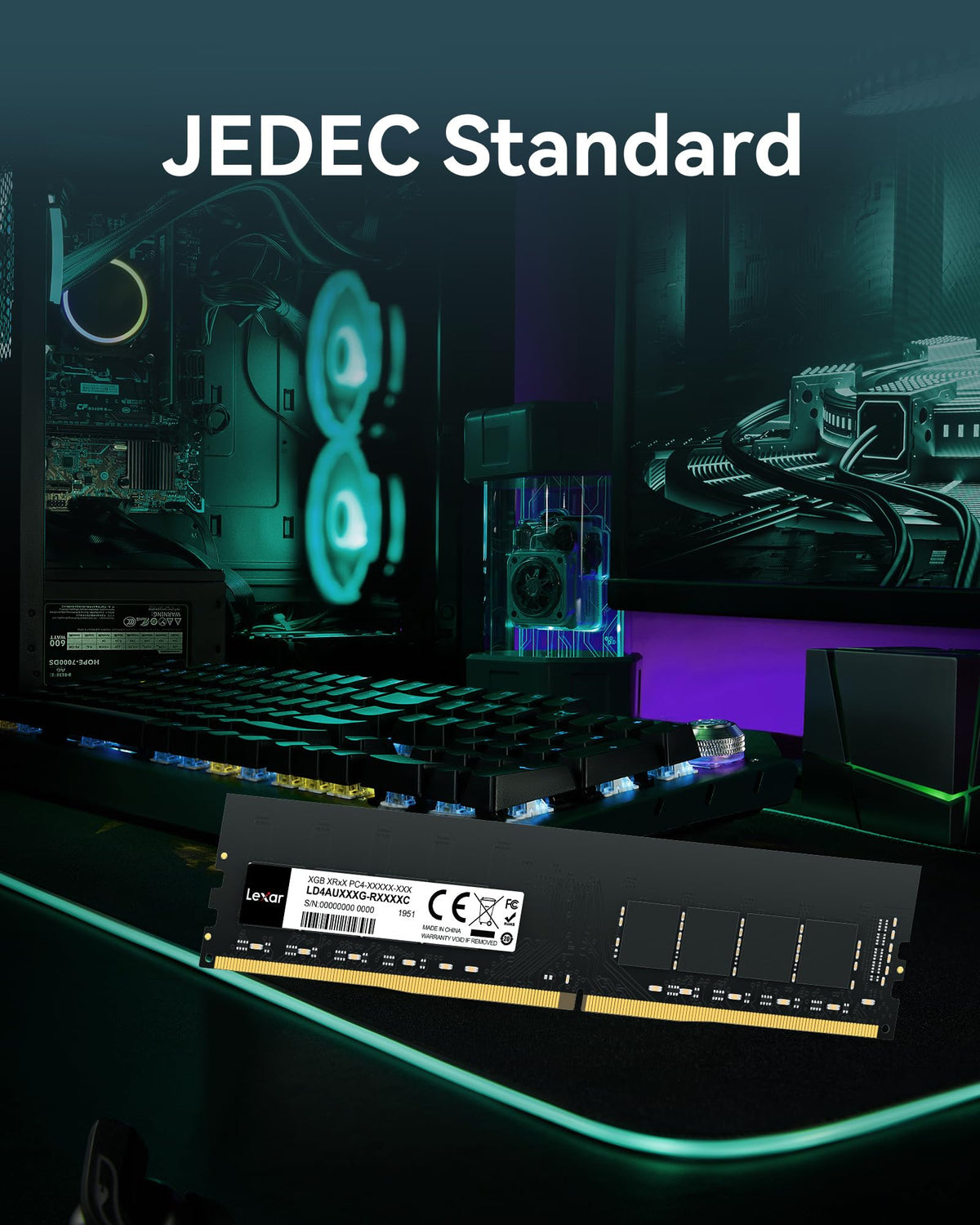 Lexar UDIMM DDR4 RAM 16GB, 3200 MHz RAM DDR4, 288-pin U-DIMM desktop memory, high-performance computer memory, PC RAM module upgrade, high-performance memory, CL22-22-22-52, 1.2V - LD4AU016G-B3200ASST
