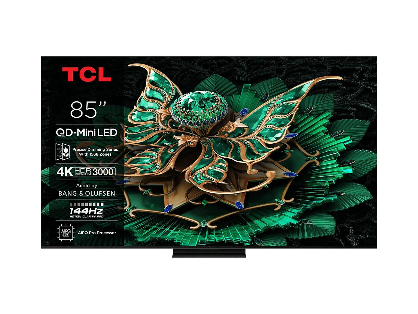 TCL 85C7K 85 inch QD-Mini LED TV, 4K HDR Premium 3000, Smart Google TV with 144Hz Motion Clarity Pro (Dolby Vision IQ & Atmos, CrystGlow HVA Panel, Audio from Bang & Olufsen, Game Master)