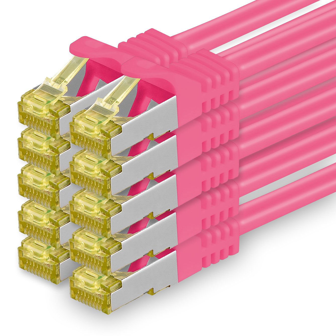 1aTTack.de Cat.7 network cable 2m magenta 10 pieces Cat7 Ethernet cable network LAN cable raw cable 10 Gb s SFTP PIMF LSZH set patch cable with Rj 45 plug Cat.6a - 4251073616940