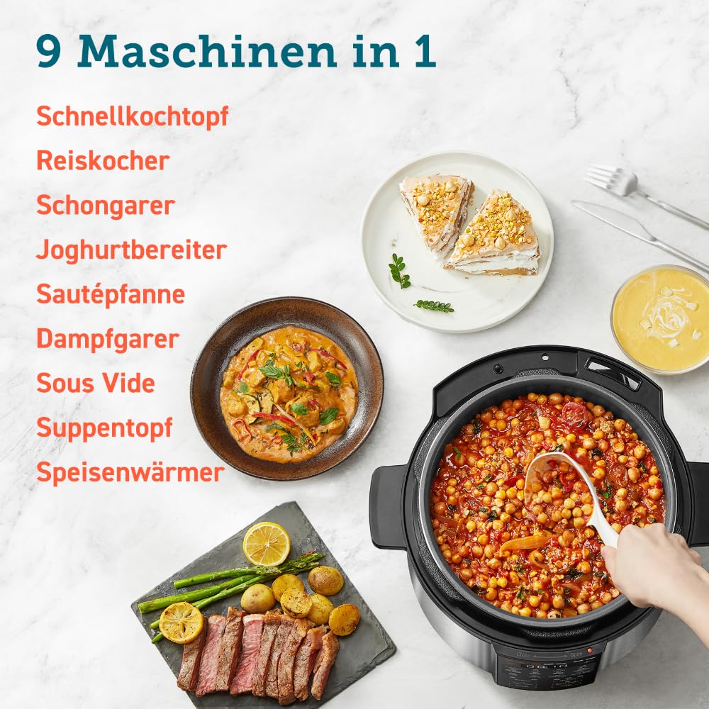 Cosori Schnellkochtopf, Pressure Cooker, Keramikbeschichtung, 5,7 L, 9-in-1 - CMC-CO601-SEU