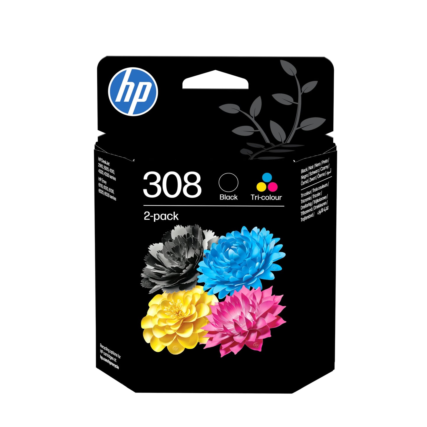 HP 308 black/color, original printer cartridges pack of 2 - 6L6S6UE#LS1