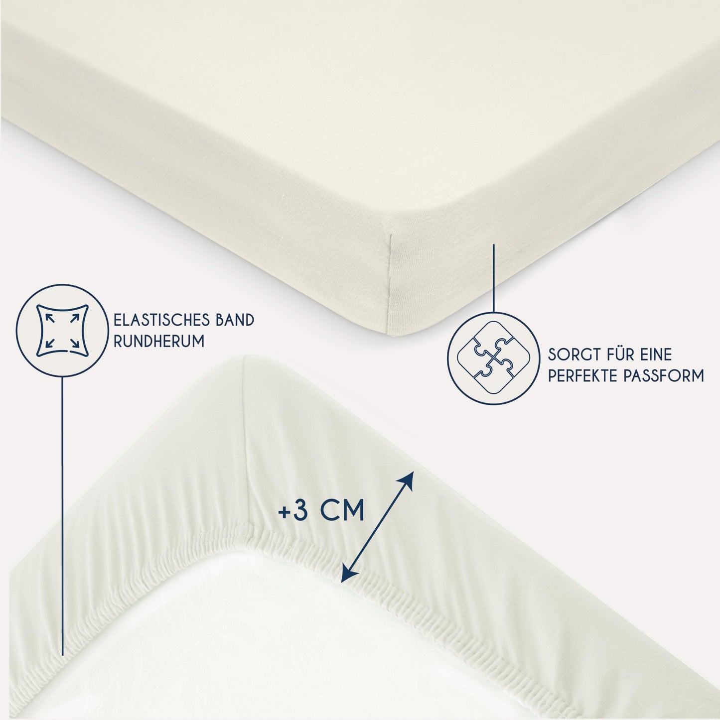 Dreamzie - fitted sheet 80x190/200cm - cotton Oeko Tex certified - beige - 100% jersey fitted sheet 80x190/200 - DHC_80x200_Bg_2