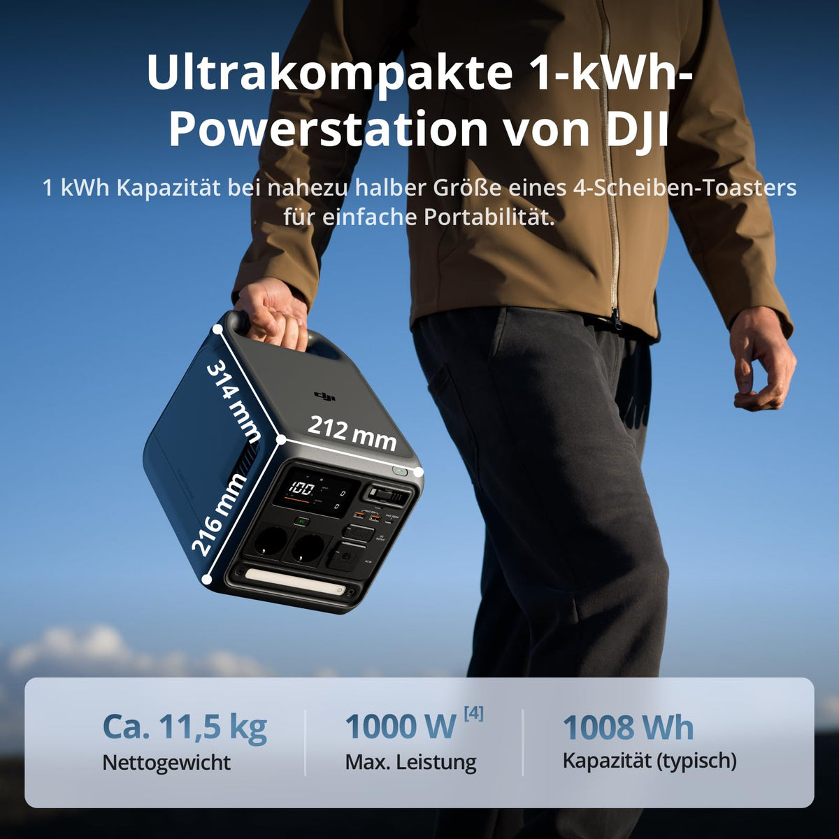 DJI Power 1000 Mini portable power station, 1008-Wh-LFP battery - 6937224125698