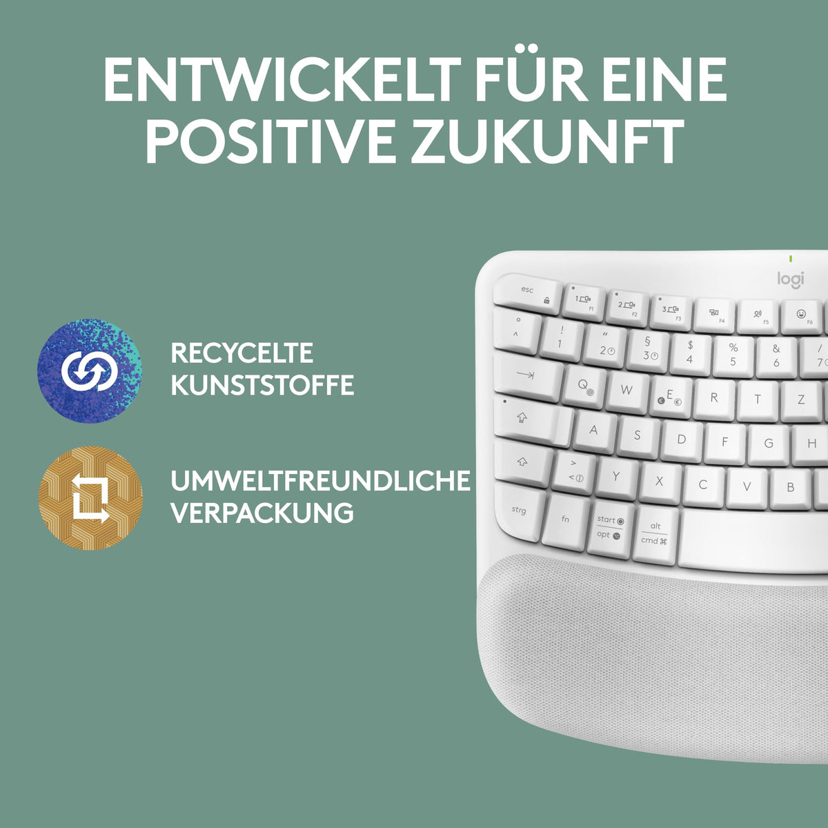 Logitech Wave Keys wireless ergonomic keyboard (White) - 920-012284