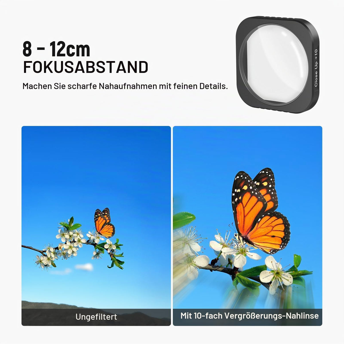 NEEWER 10X Makro Objektiv Kompatibel mit Insta360 Ace Pro/Ace Pro 2 Action Cam, Nicht kompatibel mit der aktualisierten Version des neu gestalteten runden achteckigen Objektivschutzes, LS-C40 - 10107112