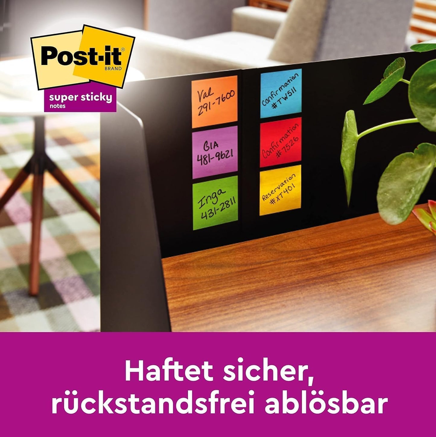Post-it Super Sticky Notes, 12 pads (1080 sheets), 76mm x 76mm, Yellow - 654-S