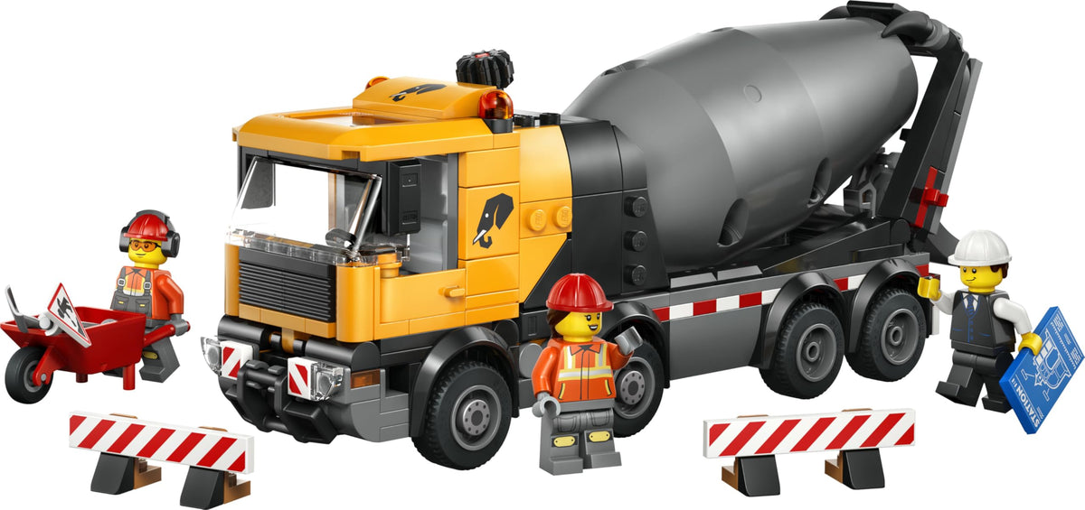 LEGO City Betoniera - Jucărie educativă de construcție cu 3 minifigurine, tambur rotativ și funcție de turnare - Cadou de ziua de naștere pentru băieți de la 7 ani - 60478