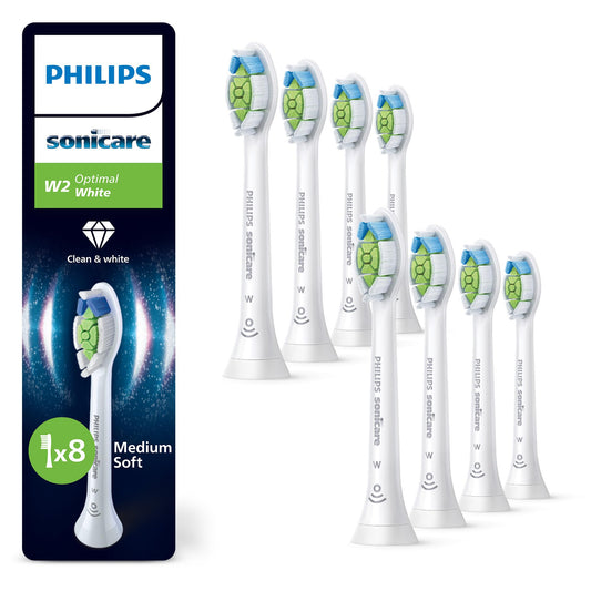 Philips Sonicare W2 Optimal White, Original Replacement Brush Heads, White, 8-Pack, HX6068/87