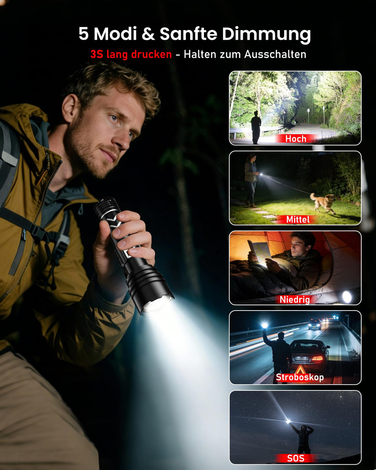 Shadowhawk 1,000,000LM Rechargeable LED Flashlight Extremely Bright, Ignition Function - S1989
