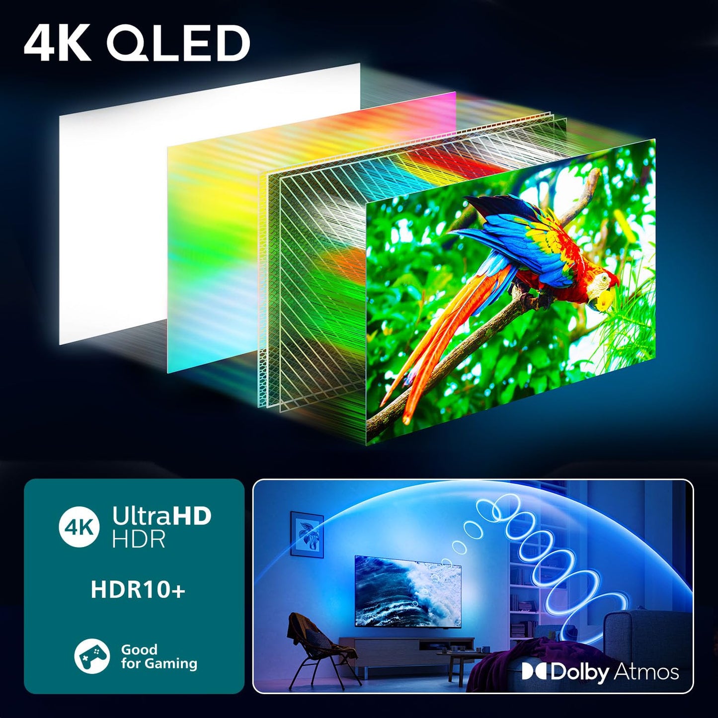 Philips Ambilight 55PUS8600 4K QLED Smart TV - 55 inch display with P5 Perfect Picture Engine Ultra HD, Titan OS, Dolby Vision and Dolby Atmos Sound - 55PUS8600/12