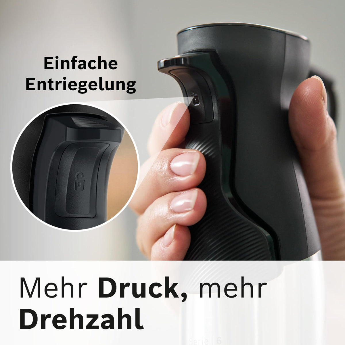 Bosch ErgoMaster Series 6 Hand Blender, one-handed operation, 4 stainless steel blades, mixer, chopper, wear-free ceramic coupling, durable, air cooling, 1000 W, MSM6M652
