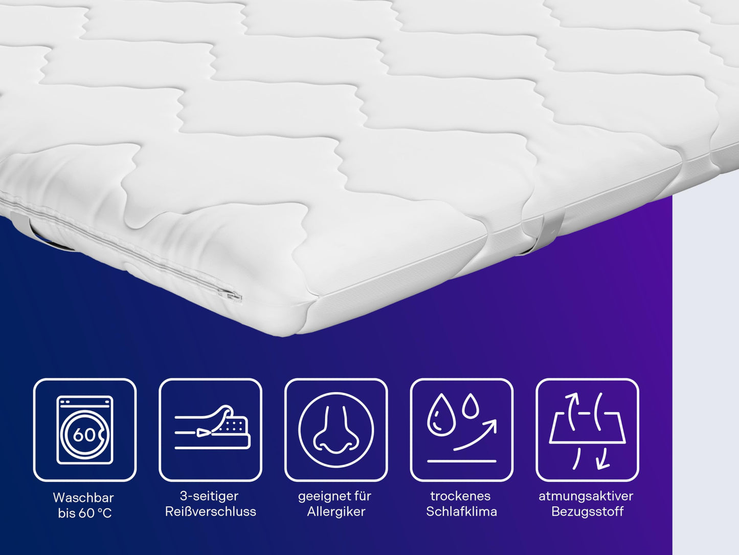 Dream night orthopedic mattress topper 140x200 cm | Cold foam core for optimal pressure relief | Ergonomic & breathable | Oeko-Tex Standard 100 certified | German quality standard - 3897194143