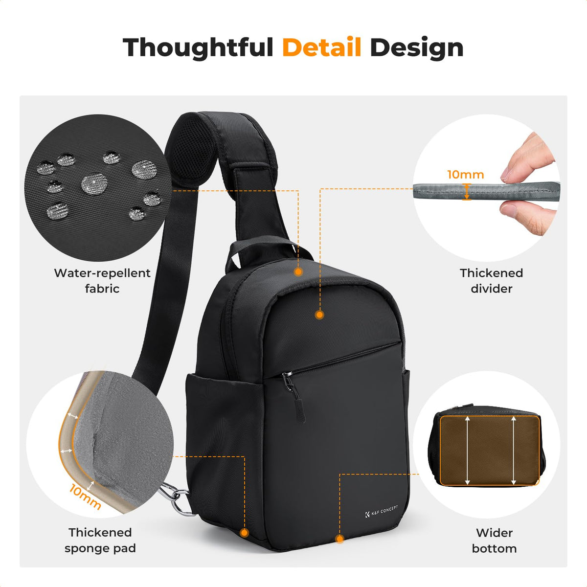 K&F CONCEPT Geantă pentru cameră, Geantă tip sling pentru cameră Rucsac foto mic - JPKF13.171US