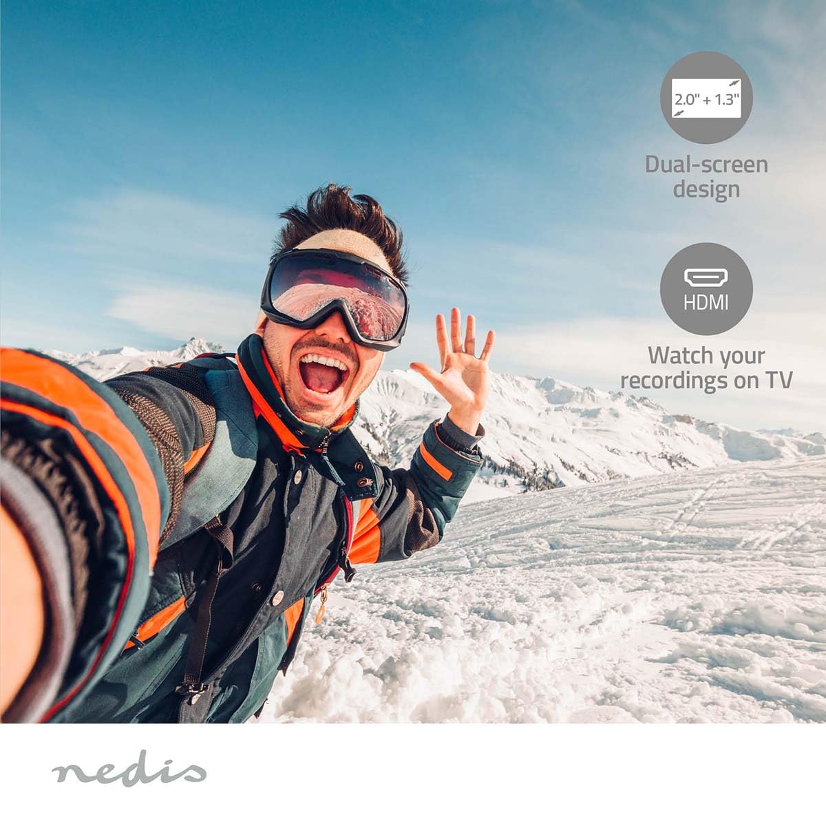 Nedis Action Cam | 4K@30fps | 16 MPixel | Rezistentă la apă până la: 30.0 m | 90 min | Wi-Fi | Aplicație disponibilă pentru: Android™ / IOS | Inclus: suport | Negru - ACAM51BK