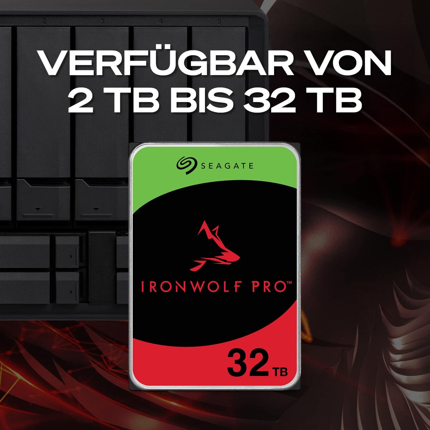 Seagate IronWolf Pro 8TB, NAS internal hard drive HDD, 3.5 inch, 7200 rpm, CMR, 256 MB cache, SATA 6 GB/S, incl. Data Rescue Service (ST8000NTZ01)
