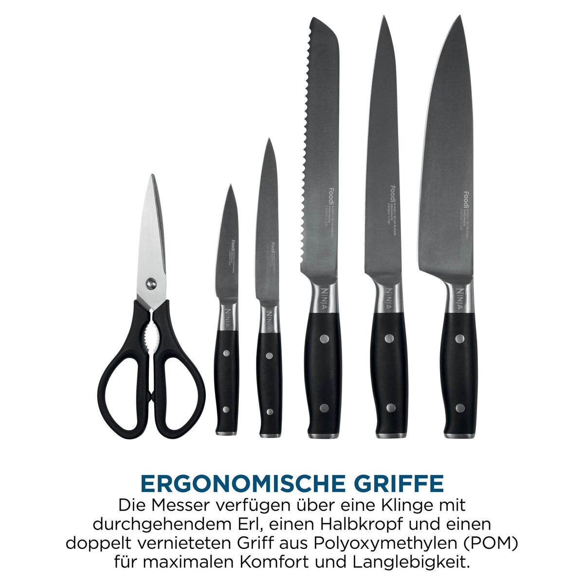 Ninja Foodi StaySharp bloc de cuțite, set de 6 piese, oțel inoxidabil, K32006EU